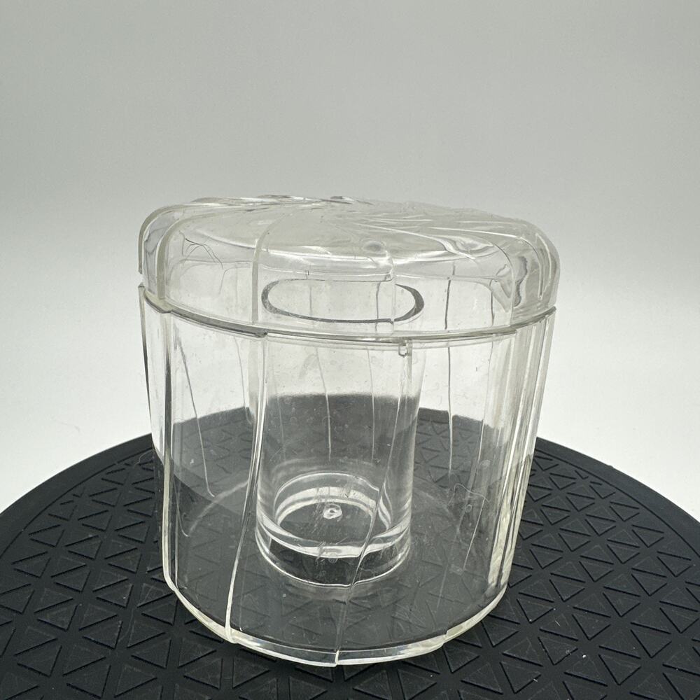 Vintage Acrylic Faceted Cotton Swab Q-tip Storage Container